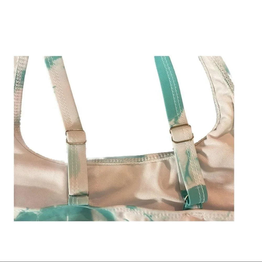 2PC SHEIN Green White‎ Tie Dye Bikini Size 150